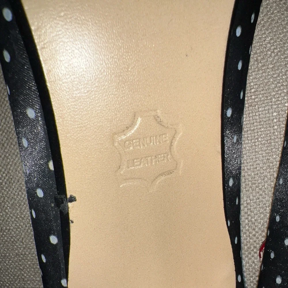 Retro Steve Madden Luvvy Black Polka Dot Heels Red Buckle Strappy 6M Rockabilly - Picture 7 of 11